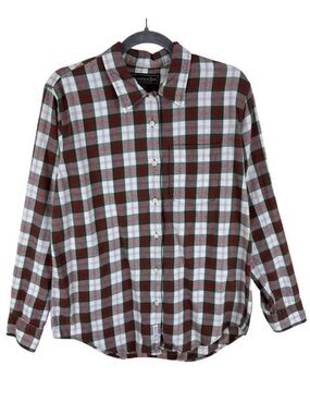 Abercrombie & Fitch Vintage 100% Cotton Red White Green Flannel Button Up Mens S